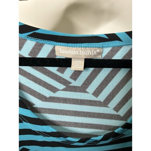 Woman Within Short Sleeve Asymmetrical Striped Top Blue Plus Size 1X 22/24 - Picture 10 of 10